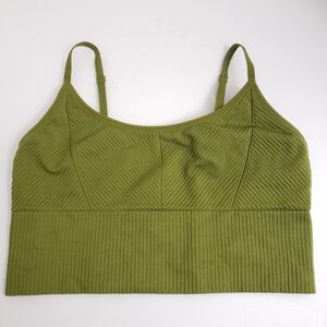 Large Victoria's Secret Pink Active Green Seamless Lightly Lined Bralette Top